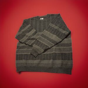 Cutter & Buck Men’s Sweater 3X Dark Green Wool Cable Knit Crewneck